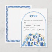 RSVP Wedding Greek Santorini Greece Blue