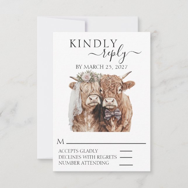 RSVP Wedding Highland cow (Front)
