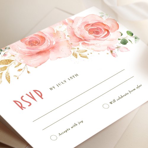 RSVP Wedding Insert Green  Blush Romantic Invitation