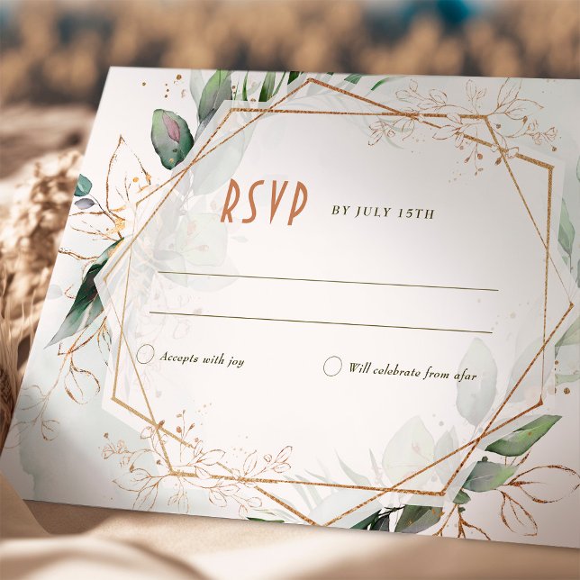 RSVP Wedding Insert Green & Gold Rustic Invitation (Creator Uploaded)