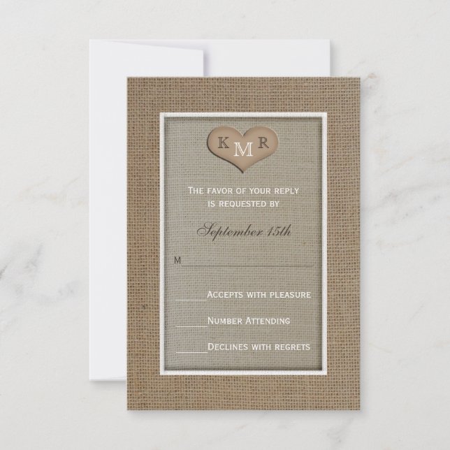 RSVP Wedding Invitation -- Burlap (Front)