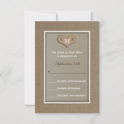RSVP Wedding Invitation -- Burlap