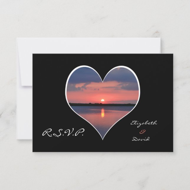 RSVP Wedding Invitation - Sunset in Heart (Front)