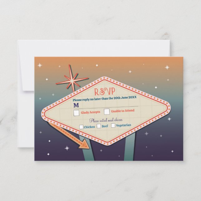RSVP Wedding Las Vegas Casino Respond Cards (Front)