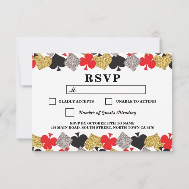 RSVP Wedding Las Vegas Casino Respond Cards (Front)
