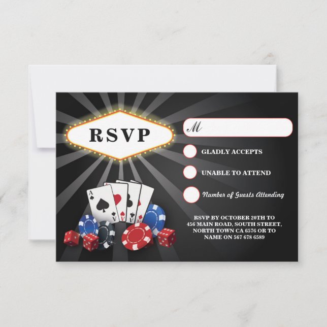 RSVP Wedding Las Vegas Casino Respond Cards (Front)