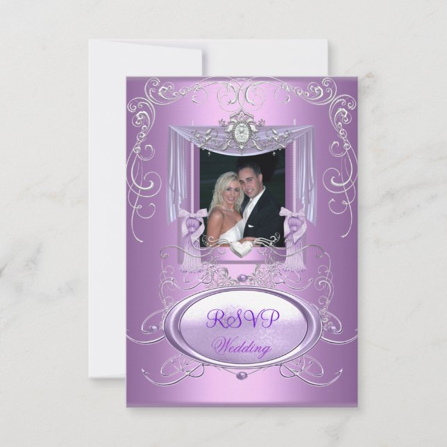 RSVP Wedding Lilac Purple Pink Silver Elegant (Front)