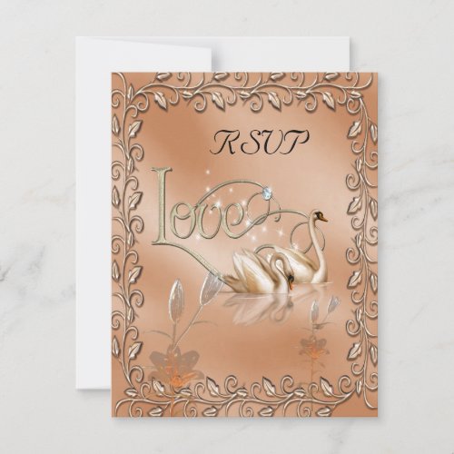 Rsvp Wedding Love Swans Floral Personalized Invites