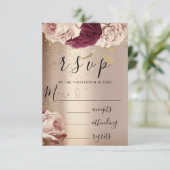 RSVP Wedding Marsala Florals Roses Pink | Zazzle