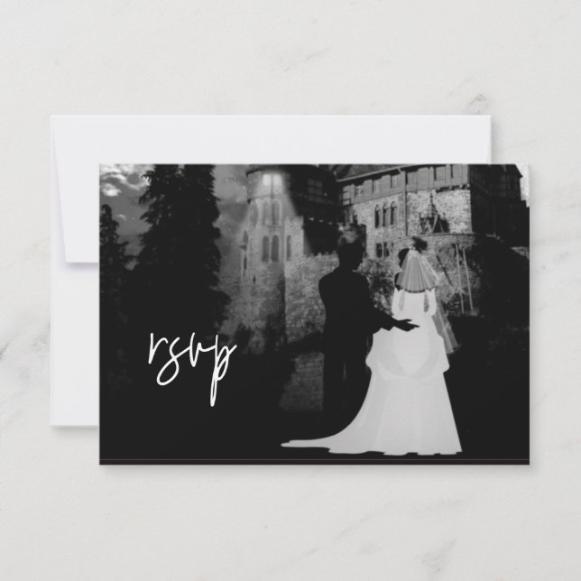 RSVP Wedding October Halloween Mansion Card (Front)