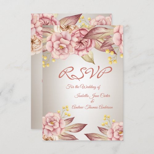 RSVP Wedding Peach Pink Floral Bouquet Blossom 