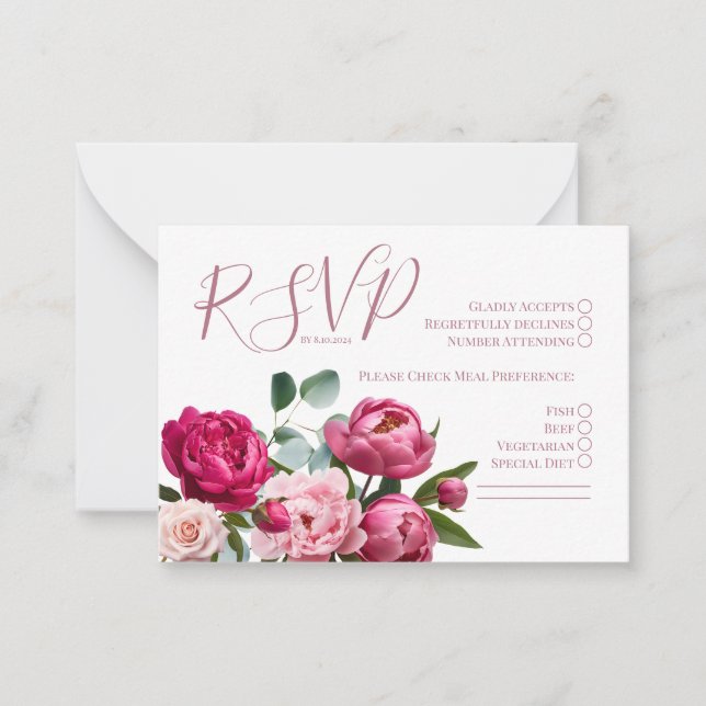 RSVP Wedding Peony Card (Front)