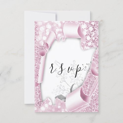 RSVP Wedding Pink Glitter Frame Floral 