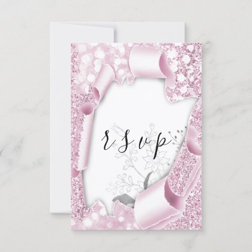 RSVP Wedding Pink Glitter Frame Floral Glam