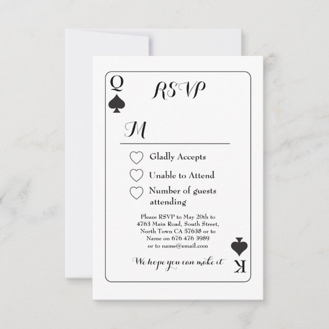 RSVP Wedding Playing Card K  Q Ace Spades Invites (Front)