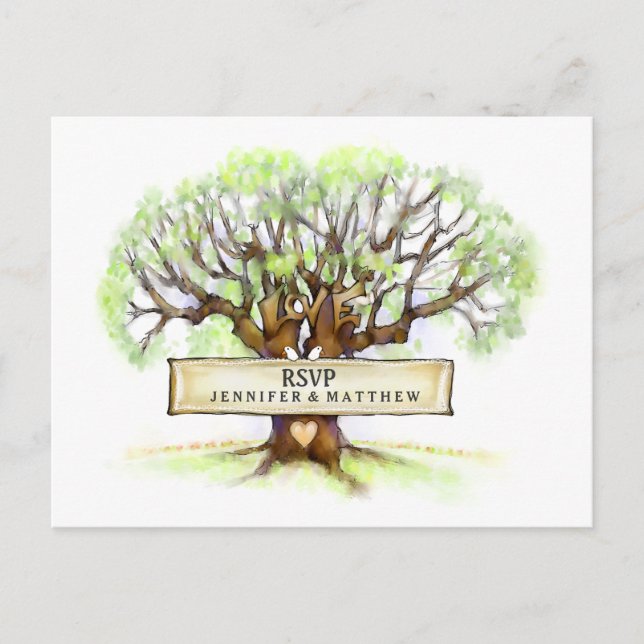 RSVP Wedding Postcard - The Love Tree (Front)