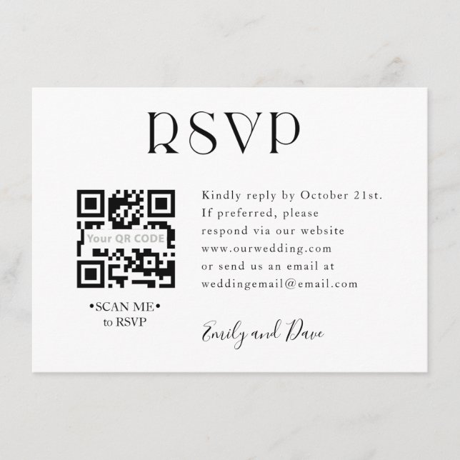 RSVP Wedding QR CODE Enclosure Card (Front)