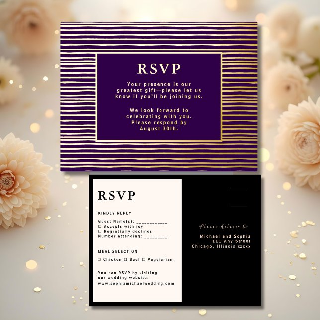 RSVP Wedding Response Card Modern Royal Purple (Creator Uploaded)