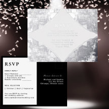 RSVP Wedding Response Card Modern Silver Luxury