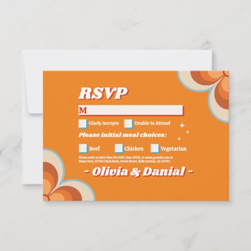 RSVP Wedding Retro Vintage Orange  Invitation