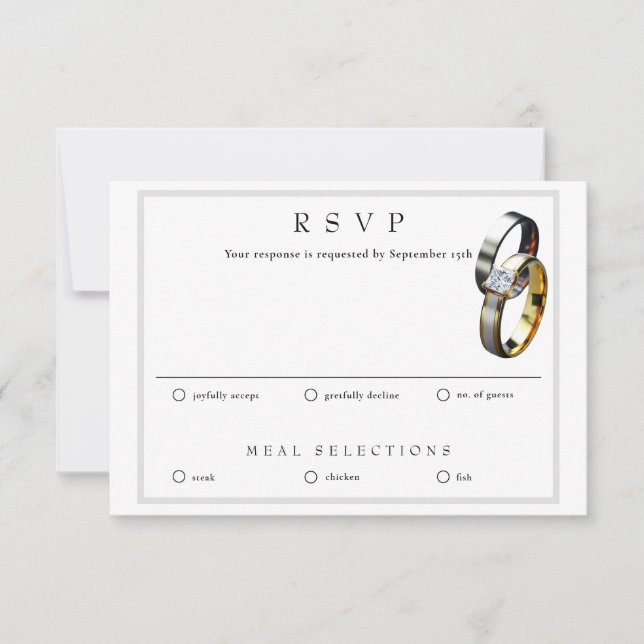 RSVP Wedding Rings RSVP and Meal Response Card (Front)