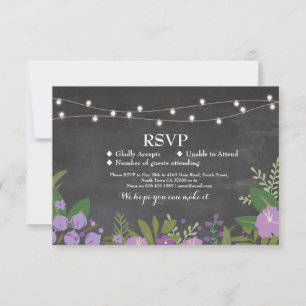RSVP Wedding Rustic Chalk Floral Cards Invites