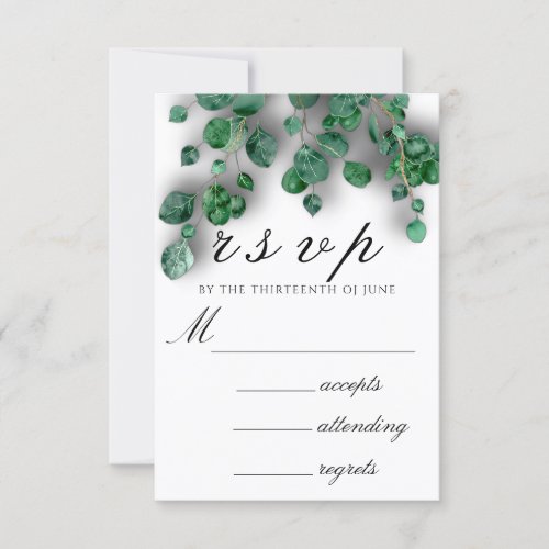 RSVP  Wedding Rustic Greenery Eucalyptus