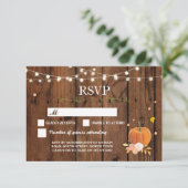 RSVP Wedding Rustic Wood Pumpkin Respond Cards (Standing Front)