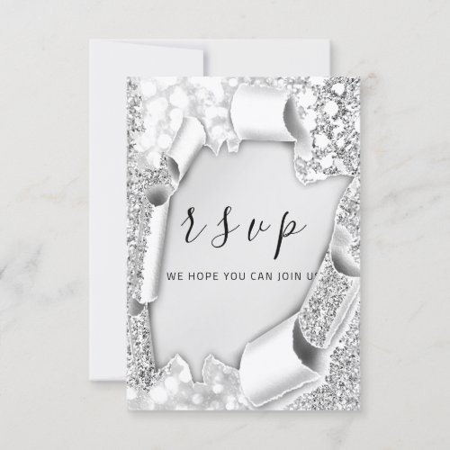 RSVP  Wedding Silver Gray Paper 3D Effect