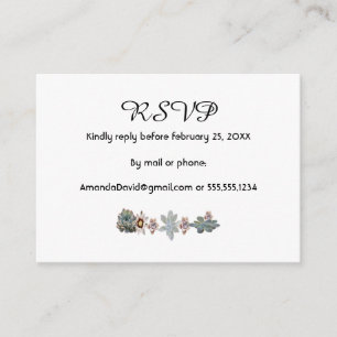 RSVP wedding succulent flowers white Enclosure Card