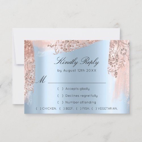 RSVP Wedding Sweet 16th Bridal Shower Rose Blue