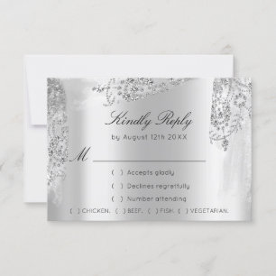 RSVP Wedding Sweet 16th Bridal Shower Silver Gray Card