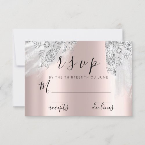 RSVP Wedding Sweet 16th Dress Bridal Shower Silver