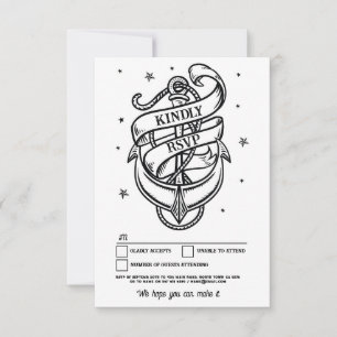 RSVP Wedding Tattoo Traditional Rock Anchor Invitation