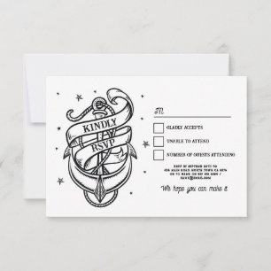 RSVP Wedding Tattoo Traditional Rock Anchor Invitation