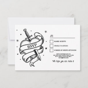 RSVP Wedding Tattoo Traditional Rock Heart Invitation