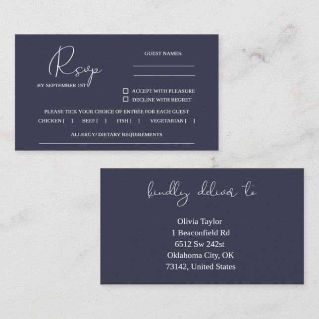 RSVP Wedding Template Business Card (Front/Back)