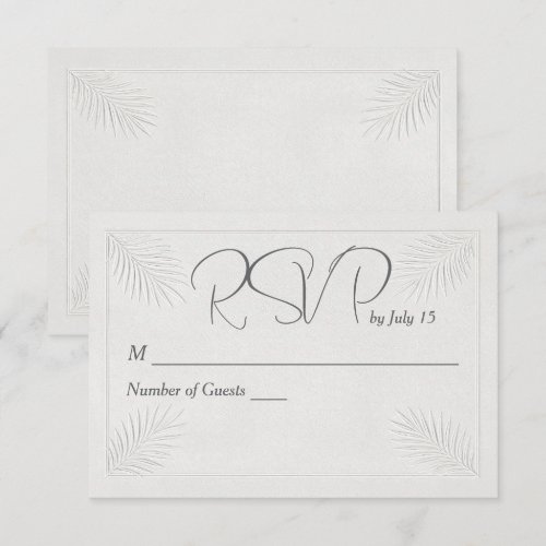 RSVP Wedding Tropical Palm Frond Embossed Border Card