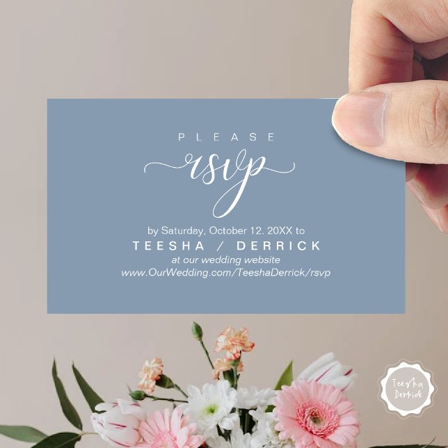 RSVP Wedding Website Reminder, Modern Classy  Enclosure Card (RSVP Wedding Website Reminder, Modern Classy Enclosure Card, in Dusty Blue)