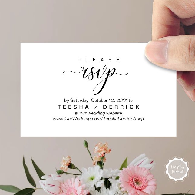 RSVP Wedding Website Reminder, Modern Classy  Enclosure Card (RSVP Wedding Website Reminder, Modern Classy Enclosure Card, in Black and White)