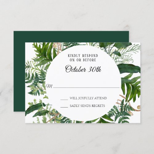 RSVP Wedding Wild Ferns Forest Leaf Foliage Invitation