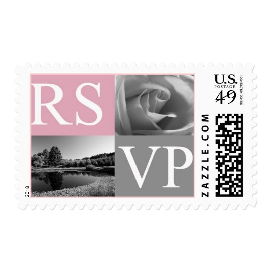 RSVP Weddings Save The Date Invitation Pink Grey Postage Zazzle