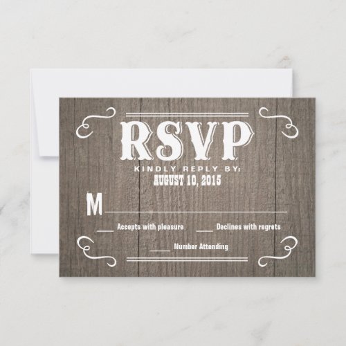 RSVP Western Wood Wedding Reply Cards