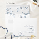 RSVP White and Blue Chic Modern and Formal Floral Envelope<br><div class="desc">Elegant white and blue wedding RSVP envelope with design coordinating our "Modern Elegant Typography Blue Wedding" collection invites. Envelopes are sold in bulk with the same identical couples names, ampersand, s and address printed on the front in a contemporary elegant design. Delight your guest as they open the envelope to...</div>