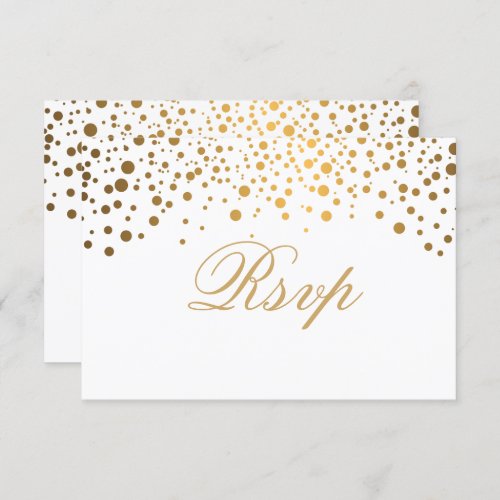 RSVP White  Confetti Gold Dot Wedding Invitation