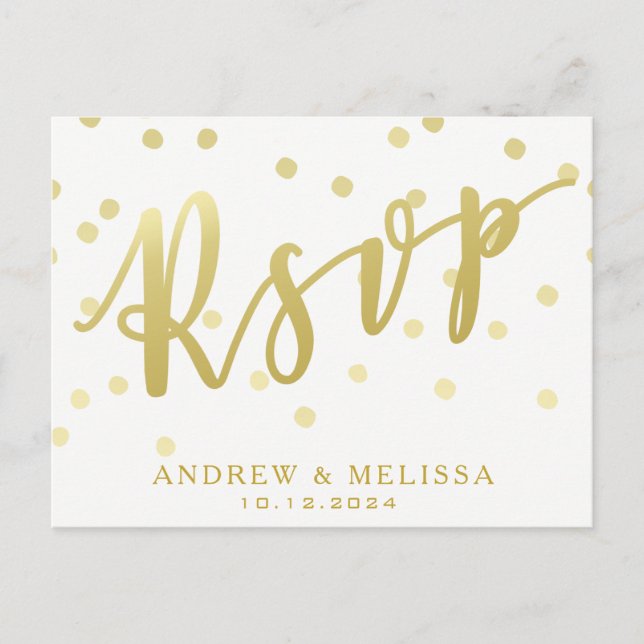 RSVP | White & Faux Gold Script Postcard (Front)