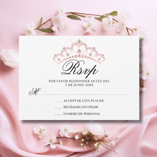 RSVP White Pink Spanish Quinceaera Quince
