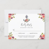 RSVP with Meal Choice Watercolor Floral Anchor Card