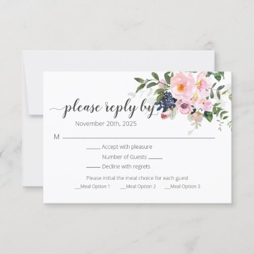 RSVP with Meal Options Card