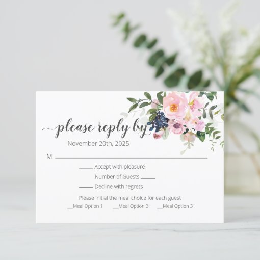 RSVP with Meal Options Card | Zazzle